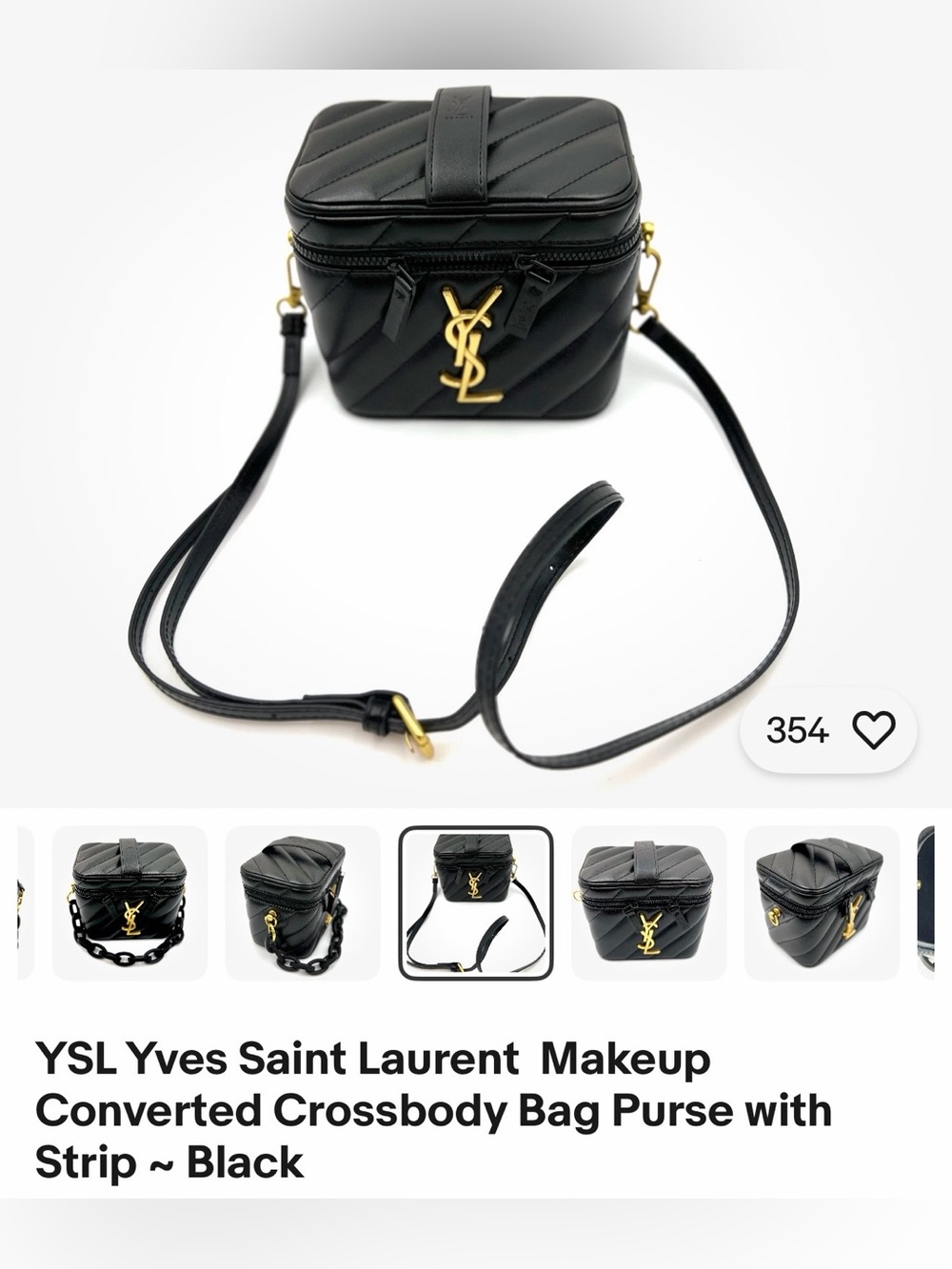 YSL NEW with box Saint Laurent Black Quilted Vanity Bag with Gold YSL Logo. - Picture 2 of 9